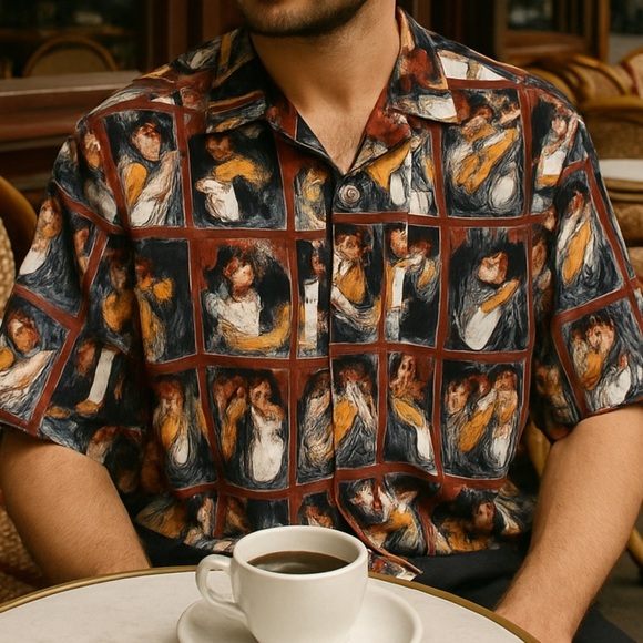 Guy Buffet Perfect Martini Silk Button Front Camp Shirt Men Medium Casual - Picture 8 of 8